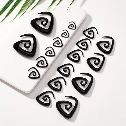 Acrylic Spiral Ear Taper Gauge Piercing Jewelry Black Triangle Snail Ear Stretcher Taper Kit For Body Piercing Unisex Jewelry