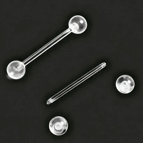 Clear Acrylic Tongue Ring Soft Barbell Round Ball Body Piercing Jewelry Minimalist Invisible Eyebrow Ear Stud Unisex Decorative Gift