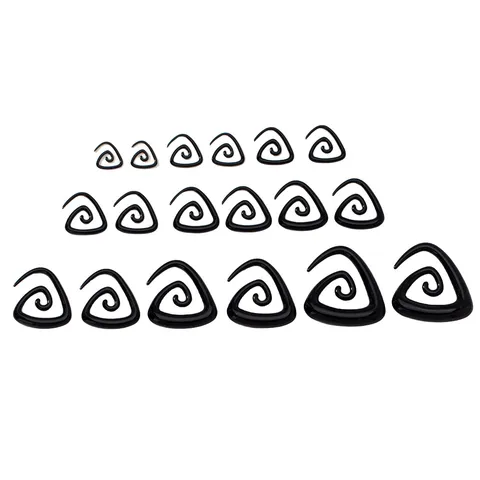 Acrylic Spiral Ear Taper Gauge Piercing Jewelry Black Triangle Snail Ear Stretcher Taper Kit For Body Piercing Unisex Jewelry
