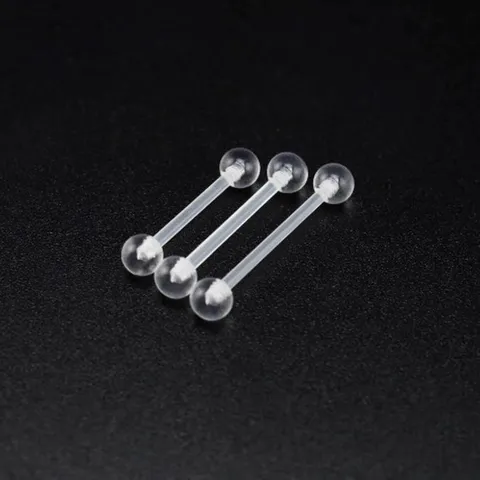 Clear Acrylic Tongue Ring Soft Barbell Round Ball Body Piercing Jewelry Minimalist Invisible Eyebrow Ear Stud Unisex Decorative Gift