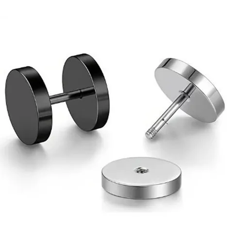 Minimalist Stainless Steel Barbell Stud Earrings Double Sided Round Disc Ear Cartilage Piercing Jewelry Unisex Geometric Dumbbell Earrings
