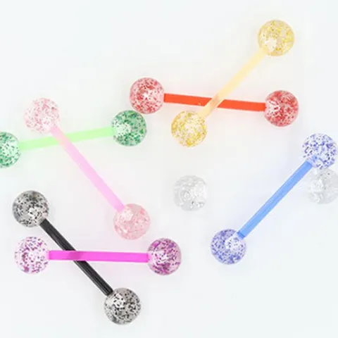 Acrylic Glitter Multicolor Tongue Rings Geometric Soft Bar Lip Piercing Stud Replacement Balls Versatile Body Jewelry Unisex