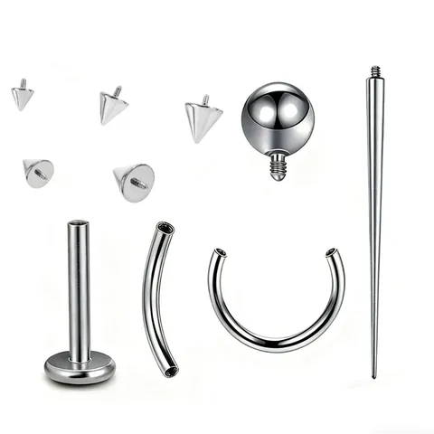 G23 Titanium Alloy Internally Threaded Labret Lip Studs Nose Rings Tongue Piercing Bars Body Jewelry Replacement Parts