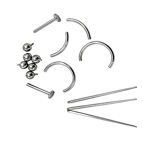 G23 Titanium Alloy Internally Threaded Labret Lip Studs Nose Rings Tongue Piercing Bars Body Jewelry Replacement Parts