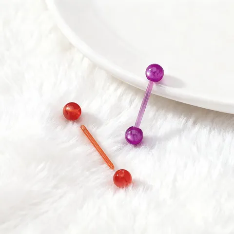 Acrylic Soft Bar Tongue Ring Colorful Pearlescent Replacement Balls Daily Body Piercing Jewelry Unisex Barbell For Men Women
