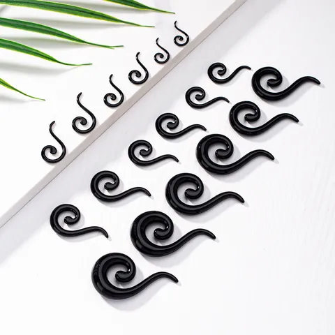 Schwarz Acryl Schnecken Ohr Plugs Fragezeichen Dehnungsstäbe Body Piercing Expander Herren Damen Hip Hop Punk Schmuck
