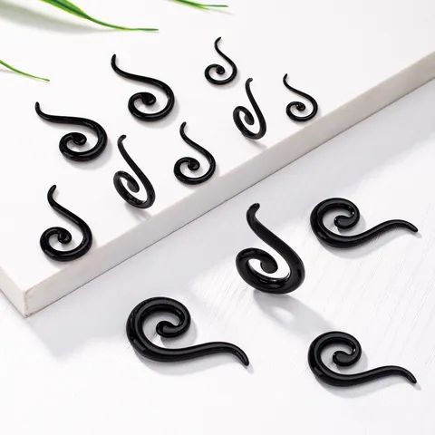 Schwarz Acryl Schnecken Ohr Plugs Fragezeichen Dehnungsstäbe Body Piercing Expander Herren Damen Hip Hop Punk Schmuck