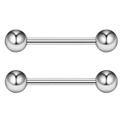 Titanium Straight Barbell Tongue Rings Double Screw Round Ball Stud Piercing Jewelry Nose Lip Nipple Ring For Body Piercing Unisex