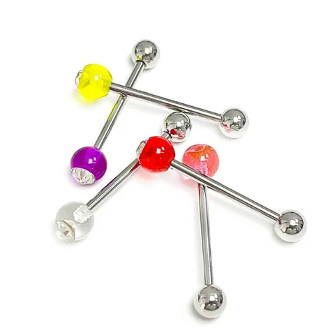Acrylic Rhinestone Body Piercing Jewelry Stainless Steel Straight Bar Lip Stud Tongue Ring Unisex Minimalist Geometric Piercing Stud