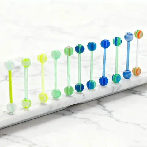 Acrylic Tongue Rings Striped Colorful UV Soft Rod Body Piercing Barbells Geometric Candy Color Tongue Piercing Jewelry For Men Women Daily Decor