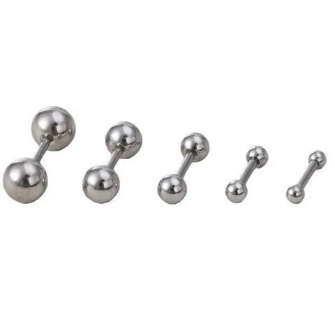 Titanium Straight Barbell Tongue Rings Double Screw Round Ball Stud Piercing Jewelry Nose Lip Nipple Ring For Body Piercing Unisex