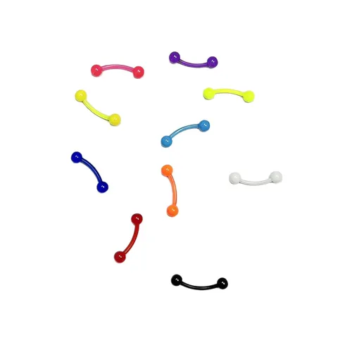 Acrylic Curved Barbell Eyebrow Rings Piercing Jewelry Colorful Double Ball Lip Piercing Stud Replacement Ball Body Jewelry For Women Men