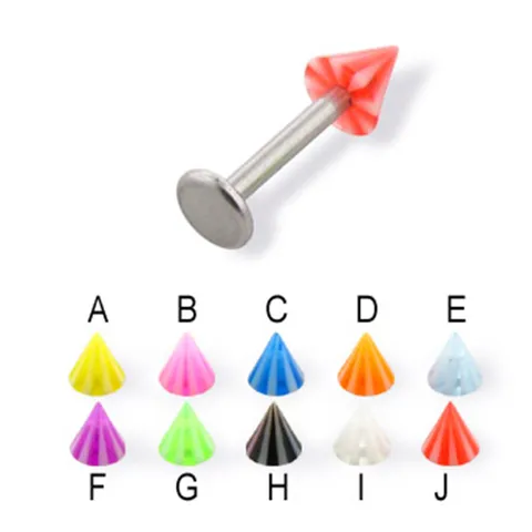 Minimalist Stainless Steel Lip Ring Acrylic Colorful Ball Cone Dice Top Piercing Labret Stud Unisex Body Jewelry