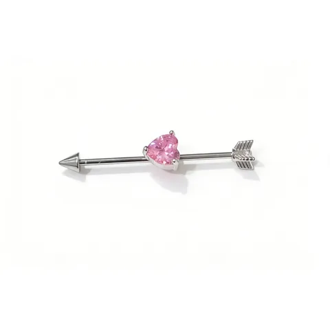Stainless Steel Industrial Barbell Earring Rhinestone Heart Butterfly Ear Scaffold Piercing Scaffold Piercing Stud Jewelry For Unisex Party