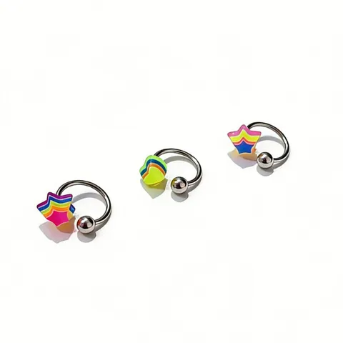 Acrylic Candy Color Star Heart Lip Ring Horseshoe Nose Hoop Body Piercing Jewelry Unisex Colorful Piercing Ring Decor