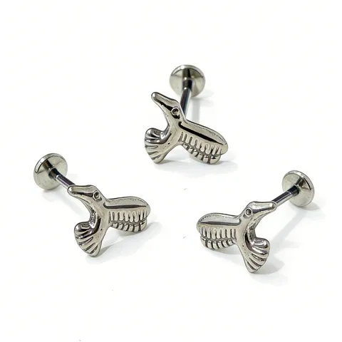 G23 Titanio Uccello Anello Labbro Retro Piatto Labret Stud Piercing Gioielli Animale Piccione Orecchio Cartilagine Helix Tragus Orecchino Per Unisex