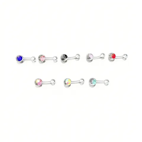 Minimalist Acrylic Rhinestone Belly Rings Geometric Navel Button Rings Body Piercing Jewelry Unisex Everyday Wear