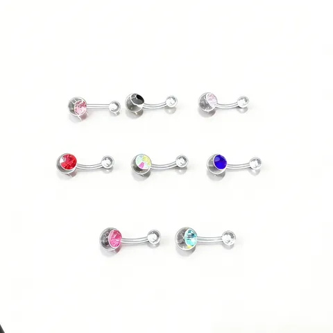Minimalist Acrylic Rhinestone Belly Rings Geometric Navel Button Rings Body Piercing Jewelry Unisex Everyday Wear