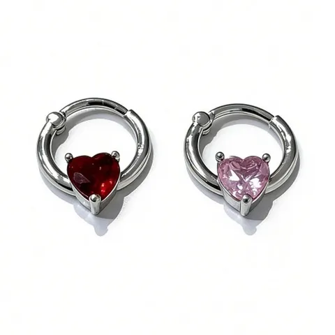 Stainless Steel Septum Nose Ring Clicker Hinged Heart Butterfly Rhinestone Body Piercing Jewelry Hoop Earring For Unisex Daily Decor