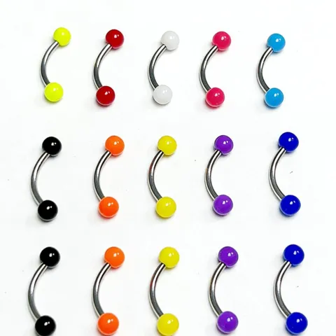 Stainless Steel Acrylic Eyebrow Rings Set Luminous Glitter Curved Barbell Body Piercing Jewelry For Unisex Party