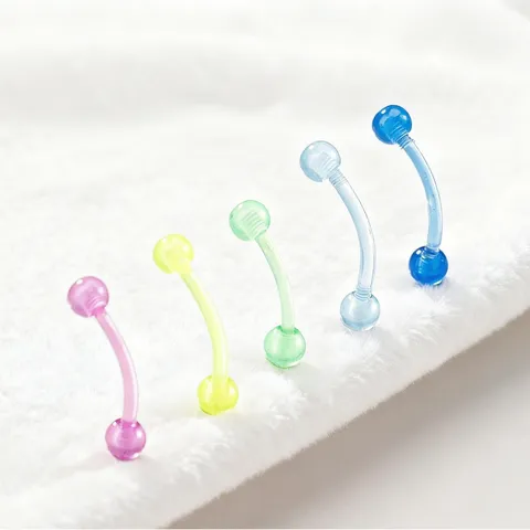 Acrylic Luminous Eyebrow Rings Multicolor Curved Barbell Piercing Body Jewelry Candy Colors Glow In Dark Piercing Rings For Men Women