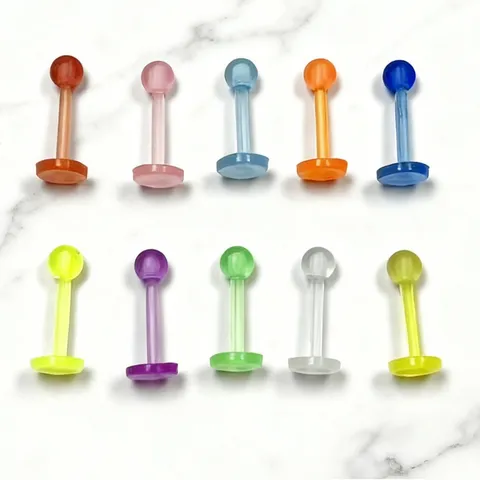 Fashion Acrylic Luminous Lip Rings Studs Colorful Soft Bar Body Piercing Jewelry For Unisex Everyday Wear Party Decorations Gift