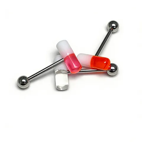 316L Stainless Steel Tongue Ring Acrylic Pill Capsule Multicolor Tongue Piercing Stud Color Block Body Jewelry For Unisex Party