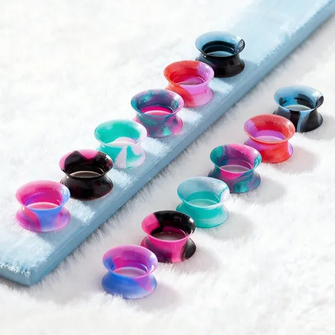 Fashion Two-Tone Silicone Ear Gauges Soft Flexible Ear Tunnels Double Flare Piercing Jewelry Body Jewelry For Men Women