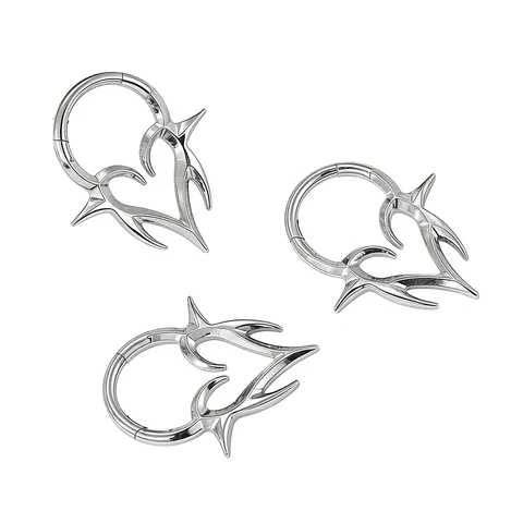 Titanio Espinas Corazón Body Piercing Anillo Gótico Punk Bisagra Nariz Anillo Cartílago Hélice Pendiente Joyería Para Hombres Mujeres