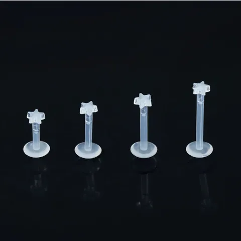 Transparant Acrílico Piercing de Labio Retainer Estrella Redondo Geométrico Body Piercing Labret para Nariz Hoyuelo Unisex Joyería