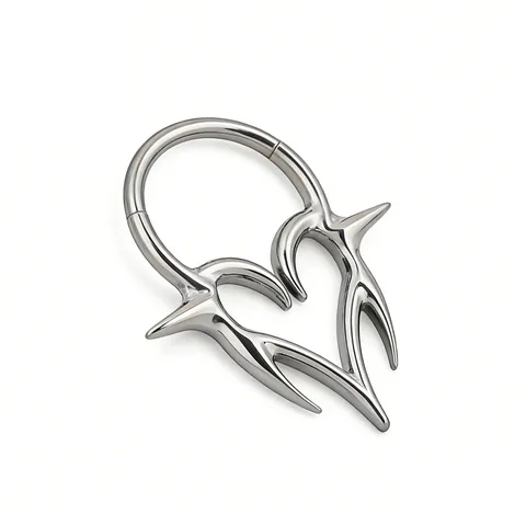Titanio Espinas Corazón Body Piercing Anillo Gótico Punk Bisagra Nariz Anillo Cartílago Hélice Pendiente Joyería Para Hombres Mujeres