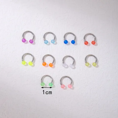 Minimalist Stainless Steel Luminous Nose Ring Acrylic Colorful Horseshoe Nose Stud Geometric Unisex Body Piercing Jewelry Accessory