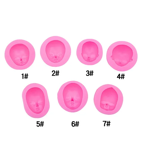 Stampo in Silicone per Viso di Bambino Q-Version per Argilla Polimerica Fondente Fai-da-Te Stampo per Viso di Bambola Rosa Trasparente