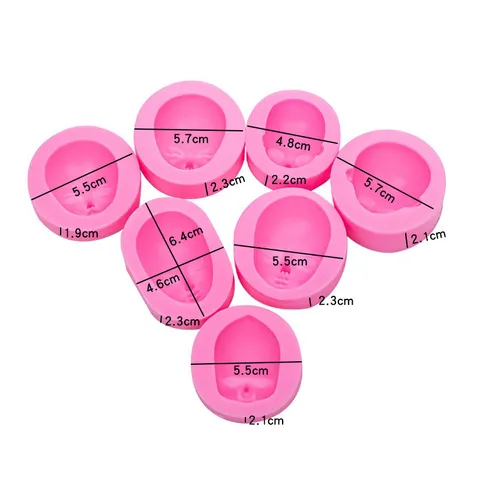 Stampo in Silicone per Viso di Bambino Q-Version per Argilla Polimerica Fondente Fai-da-Te Stampo per Viso di Bambola Rosa Trasparente