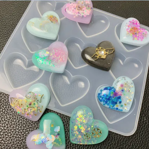 Heart Silicone Mold Mirror Surface DIY Resin Casting Mold For UV Glue Jewelry Keychain Pendant Phone Case Decorative Craft Mold