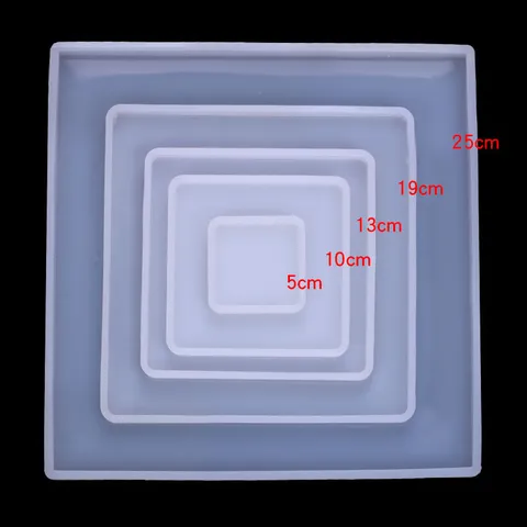 Quadratische Spiegeloberfläche Silikonharzform Für DIY Kristall Epoxy Ton Pressplatte Displayständer Basis Material Zubehör Gusswerkzeug