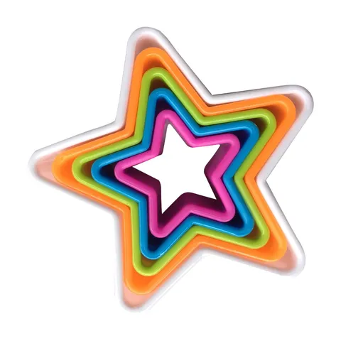 Juego de Cortadores de Galletas de Plástico de Colores 3D Formas de Corazón Estrella Flor Molde de Fondant Herramientas de Arcilla