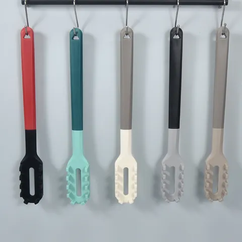 Hitzebeständiger Silikon Pastaserver Antihaft Spaghetti Löffel Mit Farbblock Griff Langlebiges Küchenutensil
