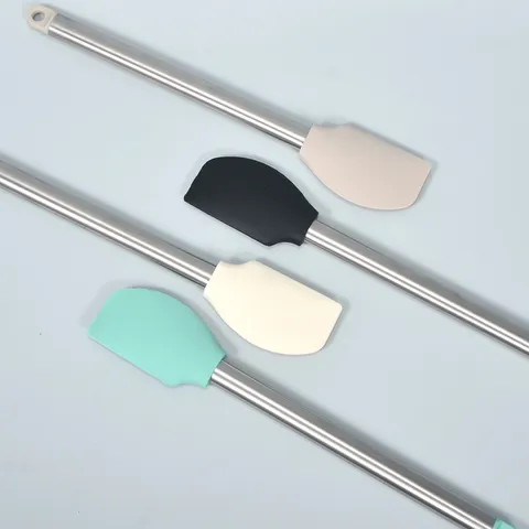 Modern Silicone Baking Spatula With Stainless Steel Handle Heat Resistant Cake Cream Scraper Dough Blender Kitchen Tool