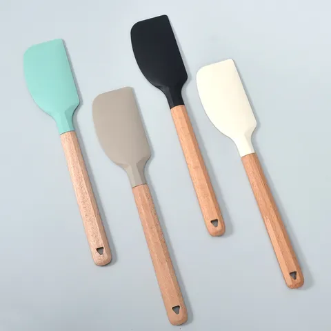 Voedselveilige Siliconen Bakspatel Met Massief Houten Handvat Anti-Anbak Crèmeschraper Hittebestendig Boterspatel Koken Taartschep Voor Keukengereedschap