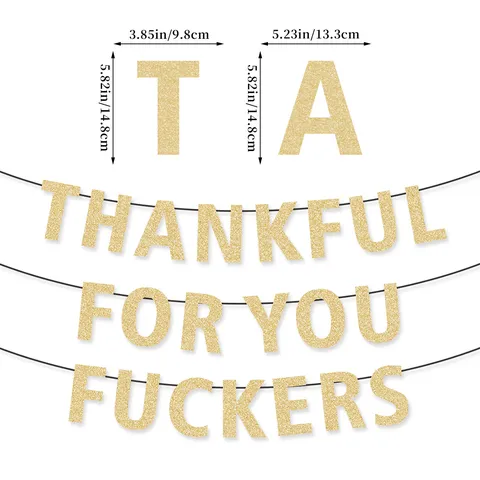 Humorous Thanksgiving Banner Thankful For You Fuckers Glitter Cardstock Garland Autumn Friendsgiving Party Hanging Bunting Decoration