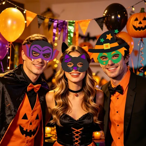 Halloween Theme Party Decoration Masks Cartoon Paper Mask Photo Props For Masquerade Cosplay Dress Up Decor