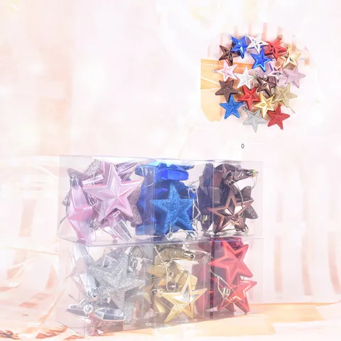 3D Estrella de Navidad Adornos Purpurina Plástico Árbol de Navidad Decoraciones Colgantes para Fiesta Hogar Decoración Brillante Estrellas Bolas