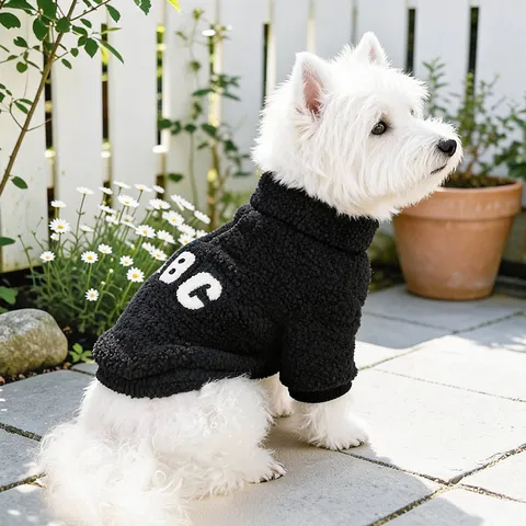 Petcircle Casual Polyester Sherpa Fleece Pet Jacket Comfortable Warm Letter Embroidered Zipper Two-Legged Clothes For Small Dogs Cats Autumn Winter