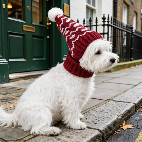 Polyester Gestbreide Huisdier Hoed Met Bovenste Pompon Winddicht Koudebestendig Puntmuts Voor Honden Katten Kerst Vakantie Accessoires