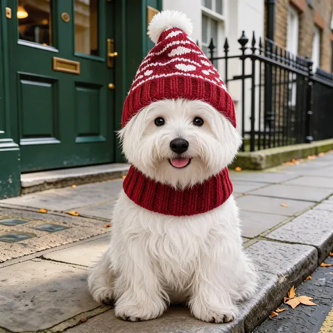 Polyester Gestbreide Huisdier Hoed Met Bovenste Pompon Winddicht Koudebestendig Puntmuts Voor Honden Katten Kerst Vakantie Accessoires