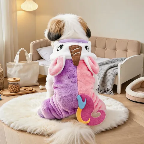 Pet Unicorn Costume Warm Fleece Four-Legged Clothes Cute Winter Cold-Proof Apparel For Small Dogs Puppies Pet Supplies