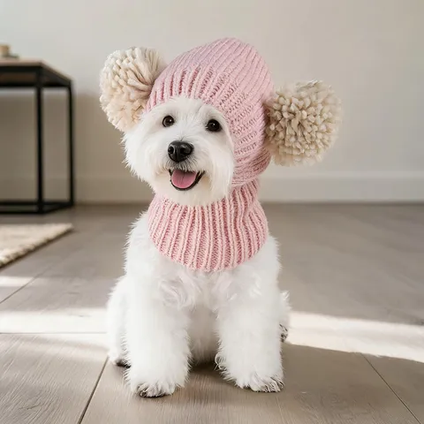 Haustier Hund Katze Strickmütze Winter Warme Beanie Mit Großen Pompons Weich Atmungsaktiv Kleiner Hund Welpe Outdoor Zubehör