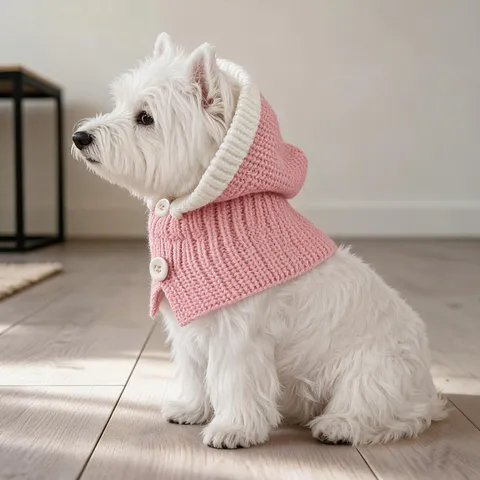 Cute Pet Dog Cat Knitted Hat Winter Warm Acrylic Beanie With Ruffled Edge And Buttons For Small Dogs Puppies Kittens Daily Accessory