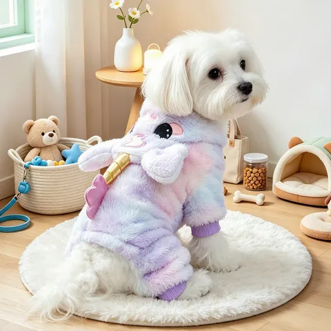 Pet Fleece Winter Warm Cosplay Costume Cute Unicorn Design Soft Four-Legged Apparel For Small Dogs Cats Puppy